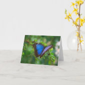 Blue Morpho Butterfly Note Kaart (Gele Bloem)