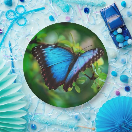 Blue Morpho Butterfly Papieren Bordje (Feest)