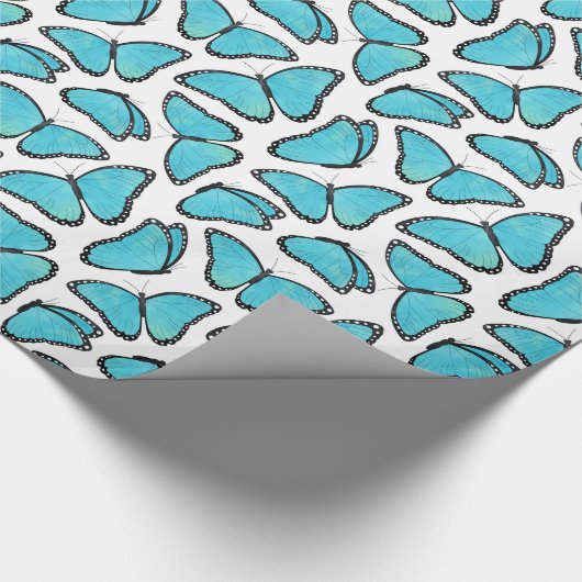 Blue Morpho Butterfly Pattern Cadeaupapier (Hoek)
