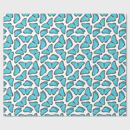 Blue Morpho Butterfly Pattern Cadeaupapier (Vlak)