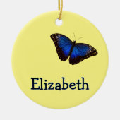 Blue Morpho Butterfly Personalized with Name Keramisch Ornament (Voorkant)