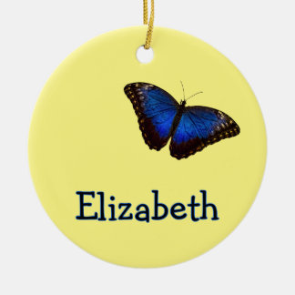 Blue Morpho Butterfly Personalized with Name Keramisch Ornament
