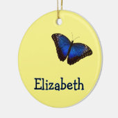 Blue Morpho Butterfly Personalized with Name Keramisch Ornament (Links)