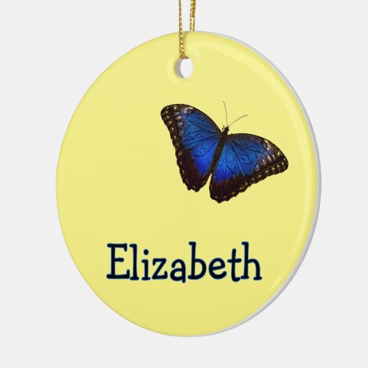 Blue Morpho Butterfly Personalized with Name Keramisch Ornament (Links)