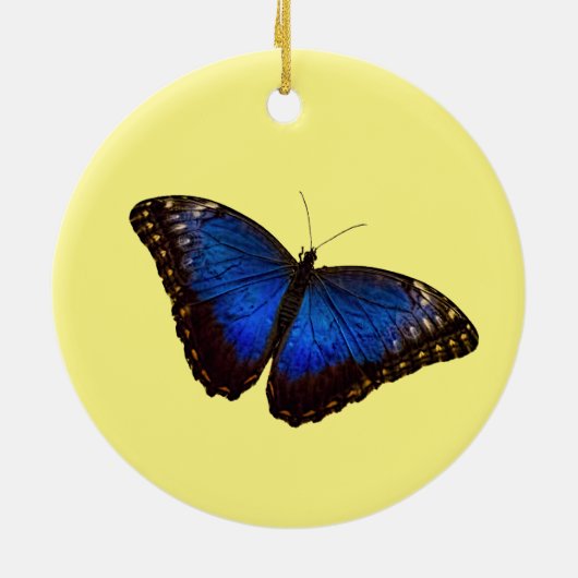 Blue Morpho Butterfly Personalized with Name Keramisch Ornament (Achterkant)