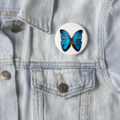 Blue Morpho Butterfly Ronde Button 5,7 Cm (In situ)