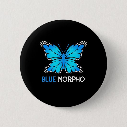 Blue Morpho Butterfly Ronde Button 5,7 Cm (Voorkant)