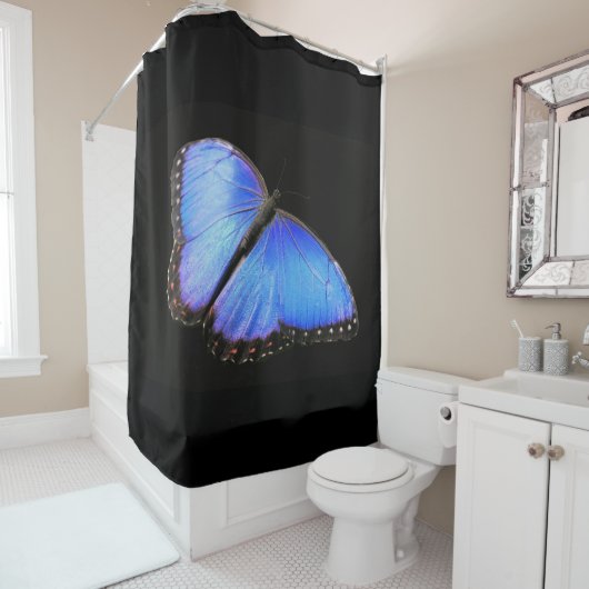 Blue Morpho Butterfly Shower Curtain Douchegordijn (In situ)