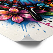 Blue Morpho Butterfly Street Art Graffiti Grunge Poster (Hoek)