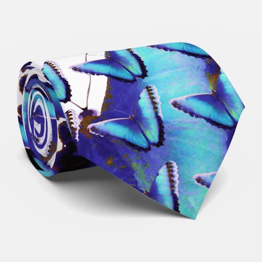 Blue Morpho Butterfly Stropdas (Opgerold)