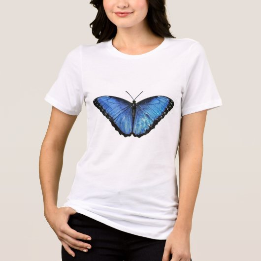 Blue Morpho Butterfly Tri-Blend Shirt (Voorkant)