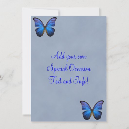 Blue Morpho Butterfly-uitnodigingen Kaart (Achterkant)