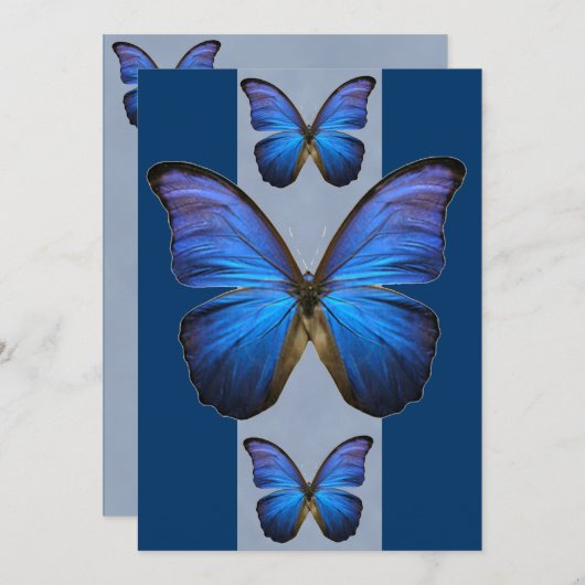 Blue Morpho Butterfly-uitnodigingen Kaart (Voorkant / Achterkant)