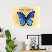 Blue Morpho Illustration Poster (Thuiskantoor)