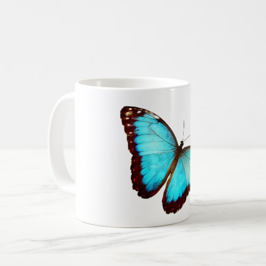 Blue Morpho Rainforest Butterfly Koffiemok (Voorkant links)
