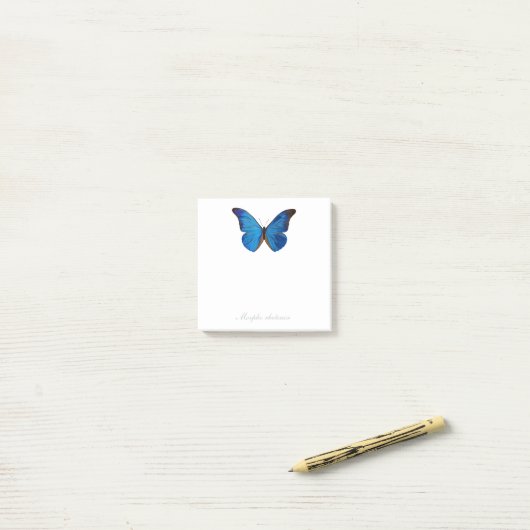 Blue Morpho Rhetenor Hand-Painted Butterfly Post-it® Notes (Op bureau)