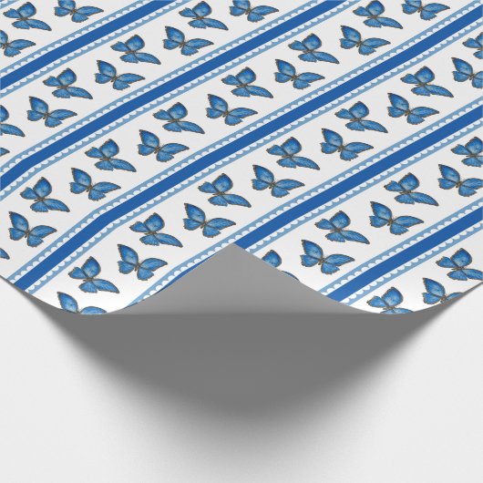 Blue Morpho Stripe Cadeaupapier (Hoek)