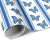 Blue Morpho Stripe Cadeaupapier (Rol Hoek)
