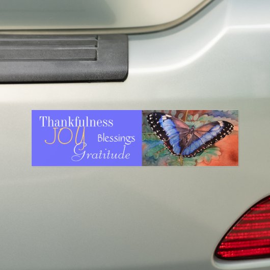 Blue Morpho Waterverf Gratitude Bumpersticker (Op auto)