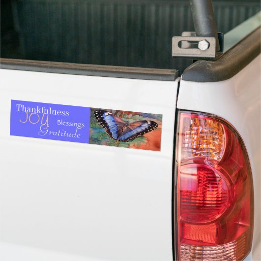 Blue Morpho Waterverf Gratitude Bumpersticker (Op Truck)