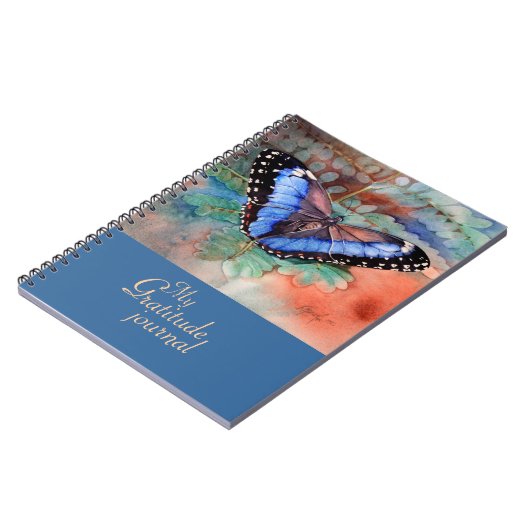Blue Morpho Waterverf Gratitude Journal Notitieboek (Linkerzijde)