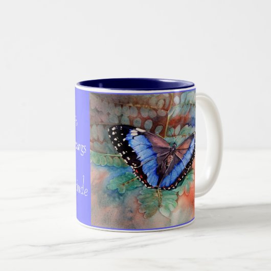 Blue Morpho Waterverf Gratitude Mok (Voorkant rechts)