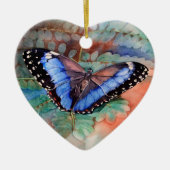 Blue Morpho Waterverf Keramisch Ornament (Voorkant)