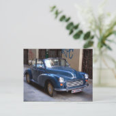 Blue Morris Minor Convertible Tourer Briefkaart (Staand voorkant)
