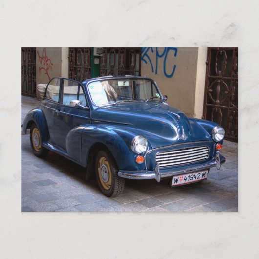 Blue Morris Minor Convertible Tourer Briefkaart (Voorkant)