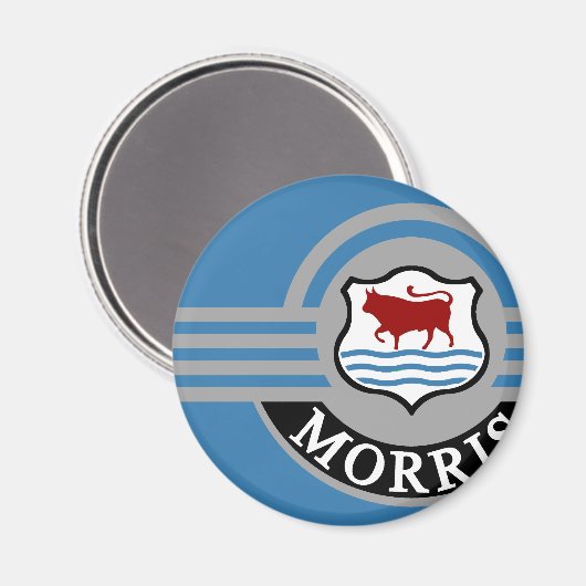 Blue Morris Minor Fridge Magneet (Voorkant / Achterkant)