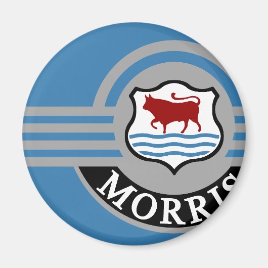 Blue Morris Minor Fridge Magneet (Voorkant)