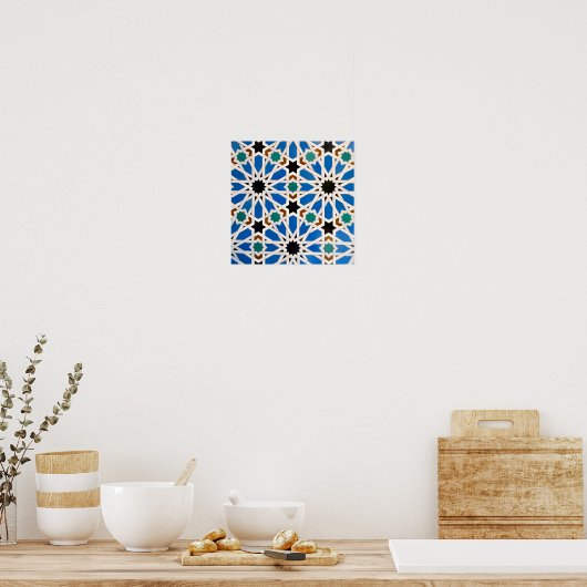 Blue Morrocan Mosaic Poster (Keuken)