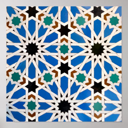 Blue Morrocan Mosaic Poster (Voorkant)