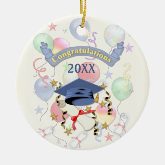 Blue Mortar en Diploma Afstuderen Keramisch Ornament (Voorkant)