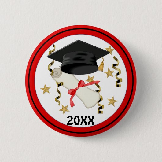 Blue Mortar en Diploma Afstuderen Ronde Button 5,7 Cm (Voorkant)