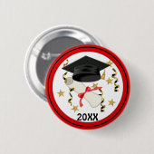 Blue Mortar en Diploma Afstuderen Ronde Button 5,7 Cm (Voorkant /achterkant)