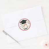 Blue Mortar en Diploma Afstuderen Ronde Sticker (Envelop)