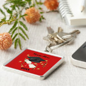 Blue Mortar en Diploma Afstuderen Sleutelhanger (Zijkant)