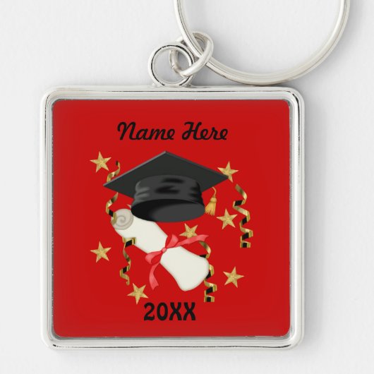 Blue Mortar en Diploma Afstuderen Sleutelhanger (Voorkant)