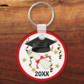 Blue Mortar en Diploma Afstuderen Sleutelhanger (Voorkant)