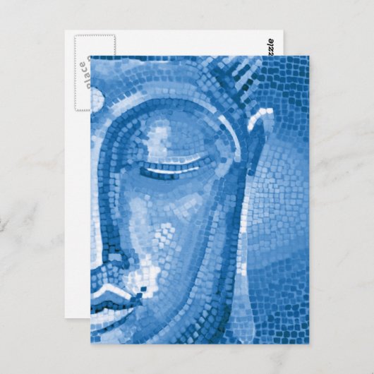 Blue Mosaic Buddha Face Briefkaart (Voorkant / Achterkant)