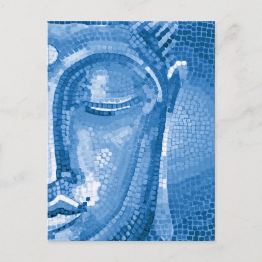 Blue Mosaic Buddha Face Briefkaart (Voorkant)