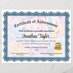 Blue Mosaic Certificate of Achievement