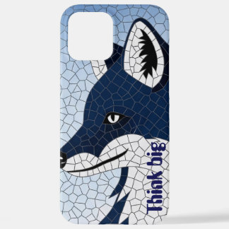 Blue Mosaic Fox Think Big Geometric Pattern iPhone 12 Pro Max Hoesje