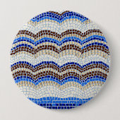 Blue Mosaic Huge Round Button (Voorkant)