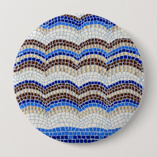 Blue Mosaic Huge Round Button (Voorkant)