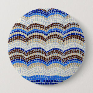 Blue Mosaic Huge Round Button