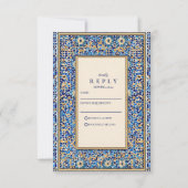 Blue Mosaic Islamic Wedding RSVP Kaartje (Voorkant)