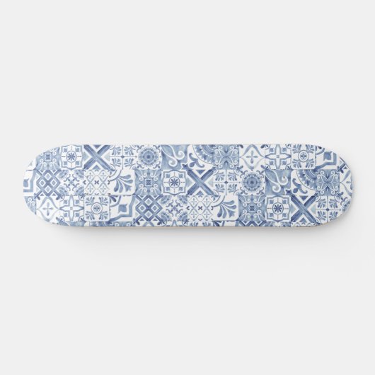 Blue Mosaic Mediterrane Tegel Skateboard (Horizontaal)