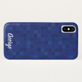 Blue mosaic pixelated design iPhone case. Case-Mate iPhone Case (Achterkant (horizontaal))